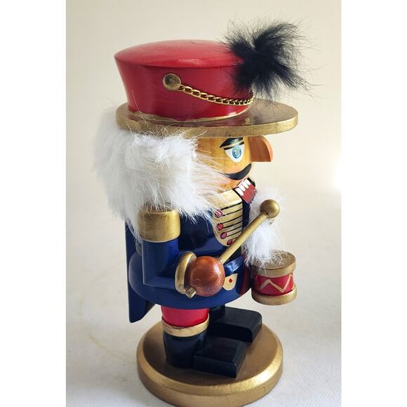 NUTCRACKER-Wooden-Drummer-English Style-Drum & Hat-Christmas-7 in tall - Picture 5 of 14